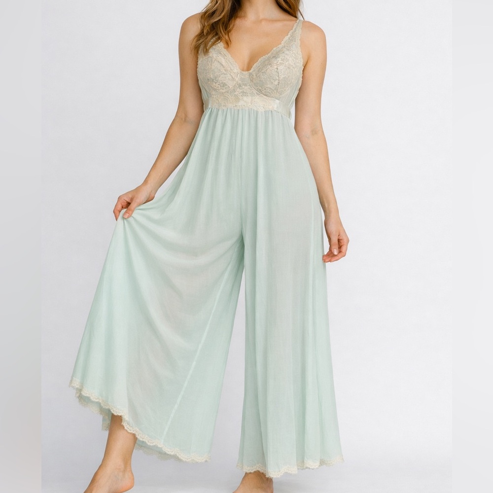 RARE Vintage 60s Hollywood Vassarette Crepelon Lingerie Pant Gown Boudoir Pin-Up